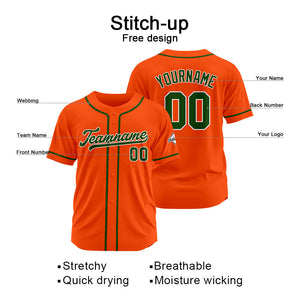 Custom Baseball Jersey Stitched Design Personalized Hip Hop Baseball Shirts Orange-Dark Green