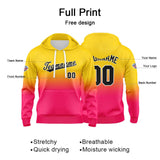 Custom Gradient Hoodie For Man Woman Girl Boy Print Your Logo Name Number Yellow Hot Pink