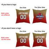 Custom Football Throw Pillow for Men Women Boy Gift Printed Your Personalized Name Number Red&Gold&White