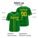 Custom Baseball Jersey Stitched Design Personalized Hip Hop Baseball Shirts Kelly Green-Yellow