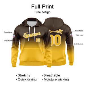 Custom Gradient Hoodie For Man Woman Girl Boy Print Your Logo Name Number Brown Yellow