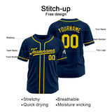 Custom Baseball Jersey Stitched Design Personalized Hip Hop Baseball Shirts Navy-Yellow