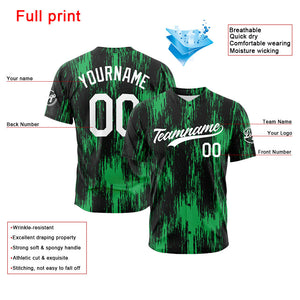 Custom Full Print Design Baseball Jersey green-black