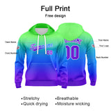 Custom Gradient Hoodie For Man Woman Girl Boy Print Your Logo Name Number Green Blue Purple