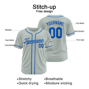 Custom Baseball Jersey Stitched Design Personalized Hip Hop Baseball Shirts Gray-Royal