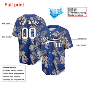 Custom Full Print Design Tropical Plants Baseball Jersey