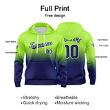 Custom Gradient Hoodie For Man Woman Girl Boy Print Your Logo Name Number Neon Green Navy