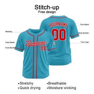 Custom Baseball Jersey Stitched Design Personalized Hip Hop Baseball Shirts Light Blue-Red