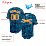 Custom Full Print Design Blue Camouflage Baseball Jersey