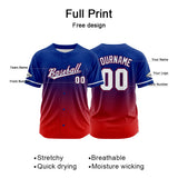 Custom Full Print Design Baseball Jersey red-blue