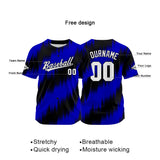 Custom Full Print Design Baseball Jersey black-blue