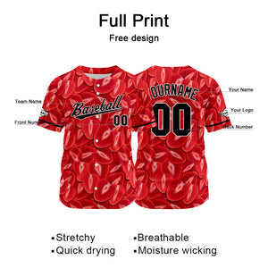 Custom Full Print Design  Baseball Jersey red