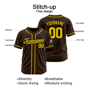 Custom Baseball Jersey Stitched Design Personalized Hip Hop Baseball Shirts Brown-Yellow