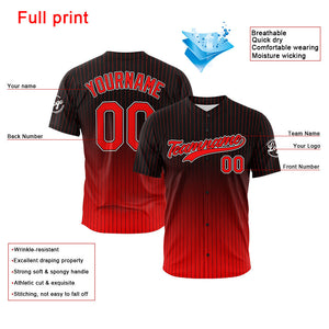 Custom Full Print Design  Baseball Jersey Black-Red