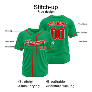 Custom Baseball Jersey Stitched Design Personalized Hip Hop Baseball Shirts Green-Red