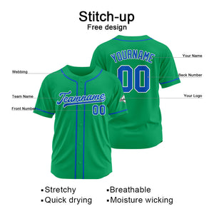 Custom Baseball Jersey Stitched Design Personalized Hip Hop Baseball Shirts Green-Royal