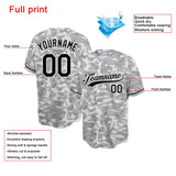 Custom Full Print Design Gray Camouflage Baseball Jersey