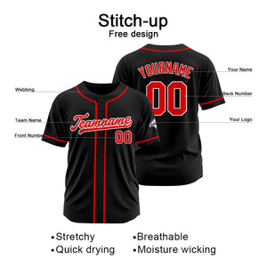 Custom Baseball Jersey Stitched Design Personalized Hip Hop Baseball Shirts Black-Red