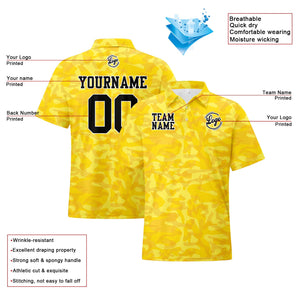 Custom Football Polo Shirts  Add Your Unique Logo/Name/Number Camouflage-Yellow