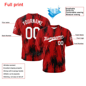 Custom Full Print Design Baseball Jersey red-black