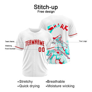 Custom Shark-White&Red Baseball Uniforms High-Quality for Adult Kids Optimized for Performance