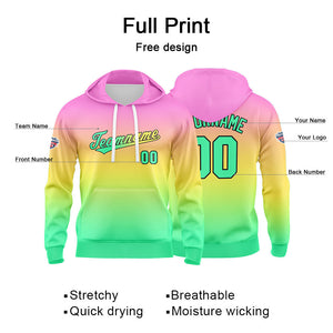 Custom Gradient Hoodie For Man Woman Girl Boy Print Your Logo Name Number Pink  Yellow Green