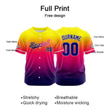 Custom Full Print Design Baseball Jersey purple-red pink-yellow