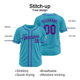 Custom Baseball Jersey Stitched Design Personalized Hip Hop Baseball Shirts Light Blue-Purple