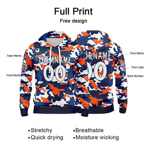 Custom Sweatshirt Hoodie For Men Women Girl Boy Print Your Logo Name Number Orange&Navy