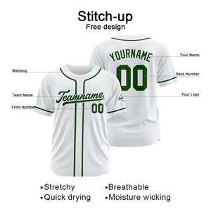 Custom Baseball Jersey Stitched Design Personalized Hip Hop Baseball Shirts White-Dark Green