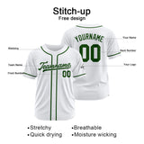 Custom Baseball Jersey Stitched Design Personalized Hip Hop Baseball Shirts White-Dark Green