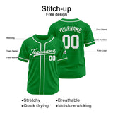 Custom Baseball Jersey Stitched Design Personalized Hip Hop Baseball Shirts Kelly Green-White