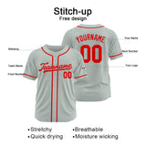 Custom Baseball Jersey Stitched Design Personalized Hip Hop Baseball Shirts Gray-Red