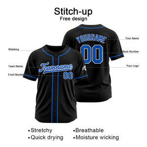 Custom Baseball Jersey Stitched Design Personalized Hip Hop Baseball Shirts Black-Royal