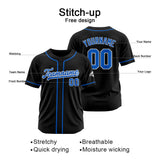 Custom Baseball Jersey Stitched Design Personalized Hip Hop Baseball Shirts Black-Royal