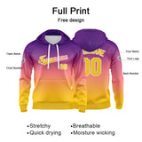 Custom Gradient Hoodie For Man Woman Girl Boy Print Your Logo Name Number Purple Yellow