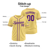 Custom Baseball Jersey Stitched Design Personalized Hip Hop Baseball Shirts Gold-Purple