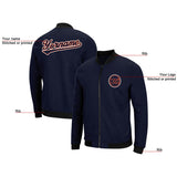 Custom Long Sleeve Windbreaker Jackets Uniform Printed Your Logo Name Number Navy-Orange-White