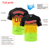 Custom Full Print Design Baseball Jersey Black-Yellow-Neon Green