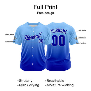 Custom Full Print Design Baseball Jersey blue gradient