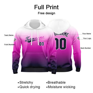 Custom Gradient Hoodie For Man Woman Girl Boy Print Your Logo Name Number Weiß Lila