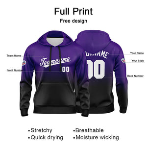 Custom Gradient Hoodie For Man Woman Girl Boy Print Your Logo Name Number Purple Black