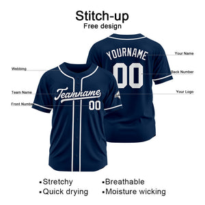 Custom Baseball Jersey Stitched Design Personalized Hip Hop Baseball Shirts Navy-White