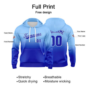 Custom Gradient Hoodie For Man Woman Girl Boy Print Your Logo Name Number Light Blue Royal