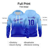 Custom Gradient Hoodie For Man Woman Girl Boy Print Your Logo Name Number Light Blue Royal