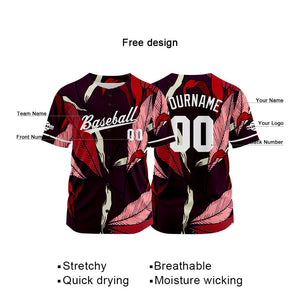 Custom Full Print Design Baseball Jersey red-black