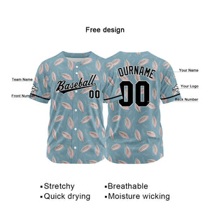 Custom Full Print Design Baseball Jersey gray blue