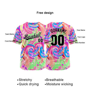 Custom Full Print Design Baseball Jersey green-pink-purple