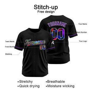 Custom Black Baseball Jersey Stitched Design Personalized Hip Hop Baseball Shirts