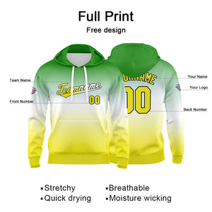 Custom Gradient Hoodie For Man Woman Girl Boy Print Your Logo Name Number Green White